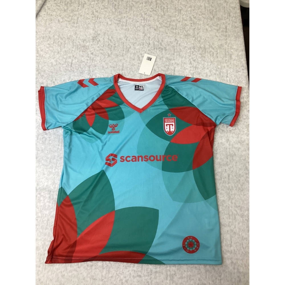 Hummel Greenville Triumph SC Soccer Jersey Womens XL Teal Red Floral USL Kit NEW